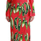 Chic Red Bodycon Pea Print Sheath Dress