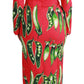 Chic Red Bodycon Pea Print Sheath Dress