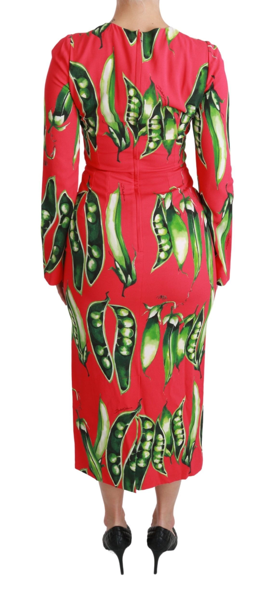 Chic Red Bodycon Pea Print Sheath Dress