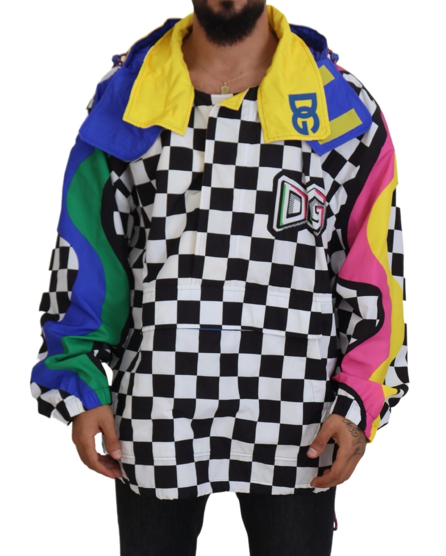 Multicolor Velcro Hooded Jacket