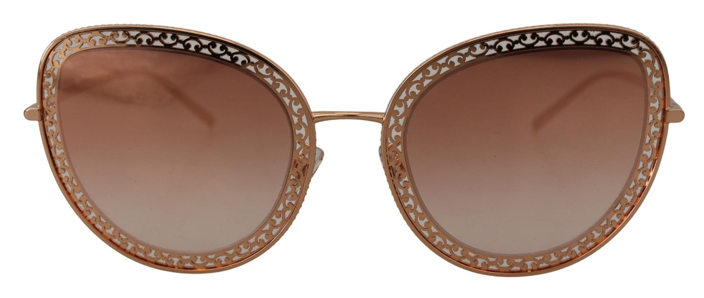 Elegant Lace-Patterned Rose Gold Sunglasses