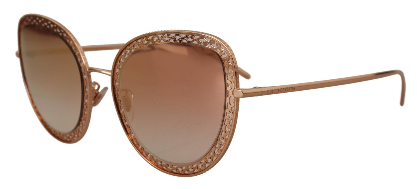 Elegant Lace-Patterned Rose Gold Sunglasses