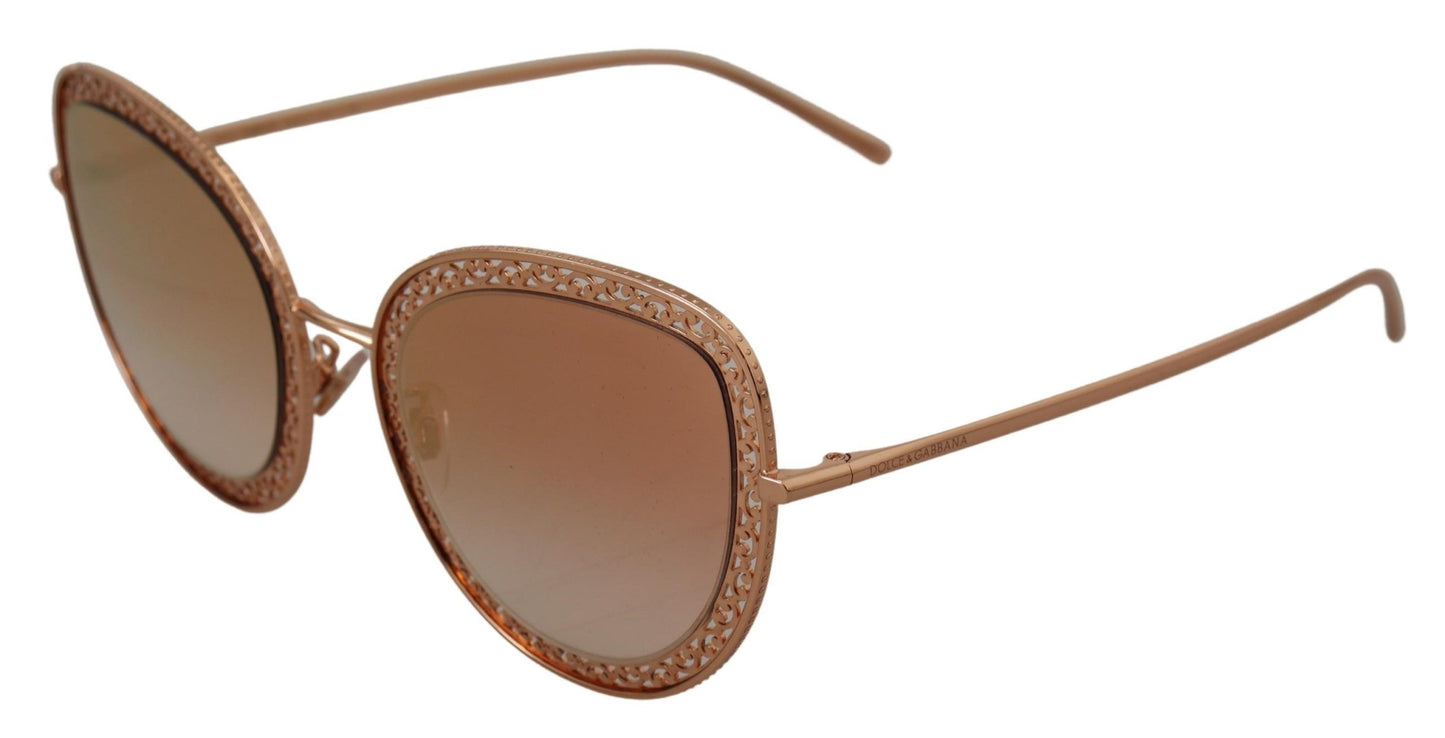 Elegant Lace-Patterned Rose Gold Sunglasses