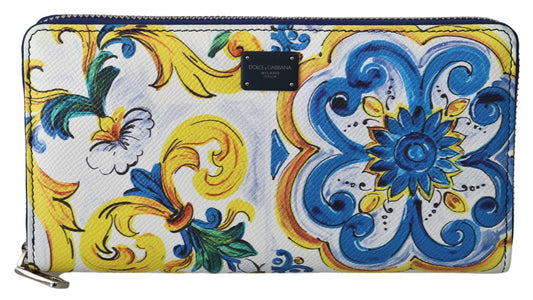 Elegant Majolica Print Leather Continental Wallet