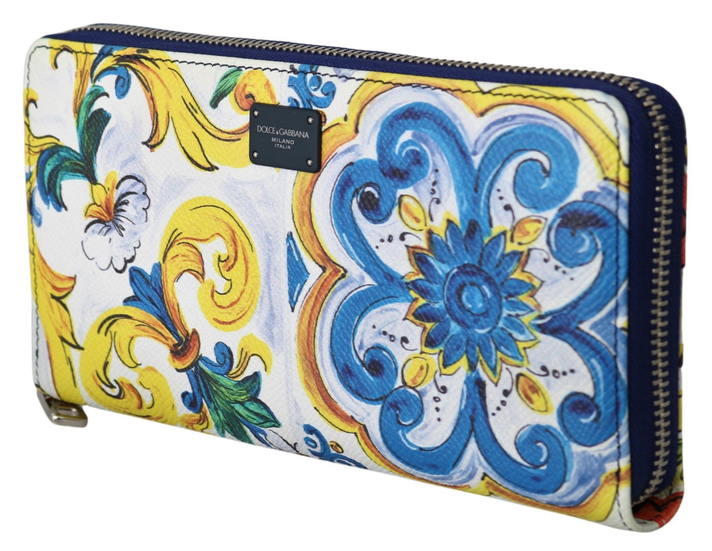 Elegant Majolica Print Leather Continental Wallet