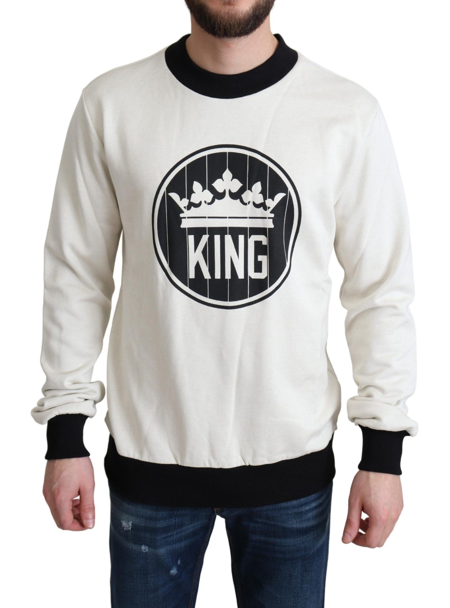 Royal Crown Crewneck Sweater in White