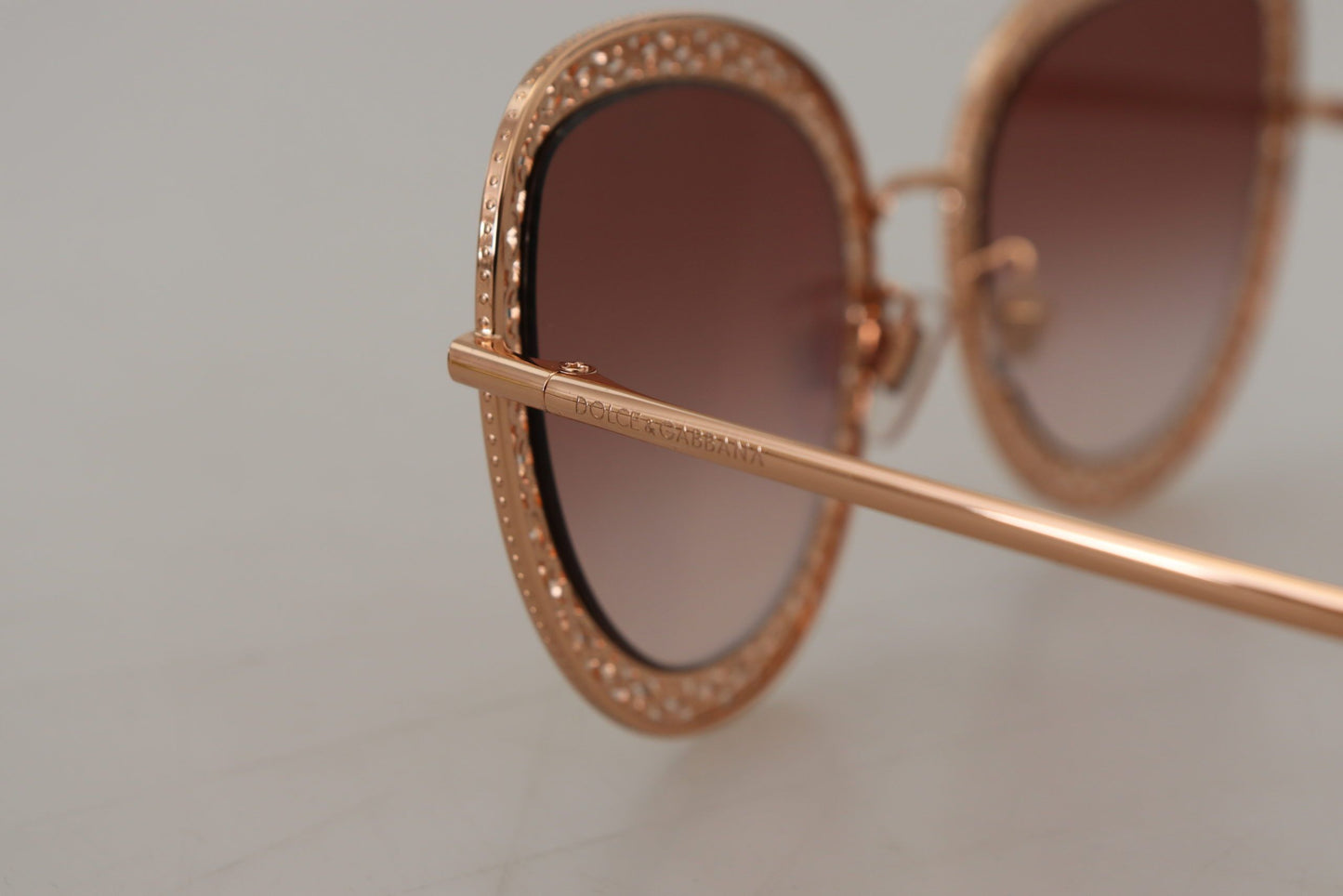 Elegant Lace-Patterned Rose Gold Sunglasses