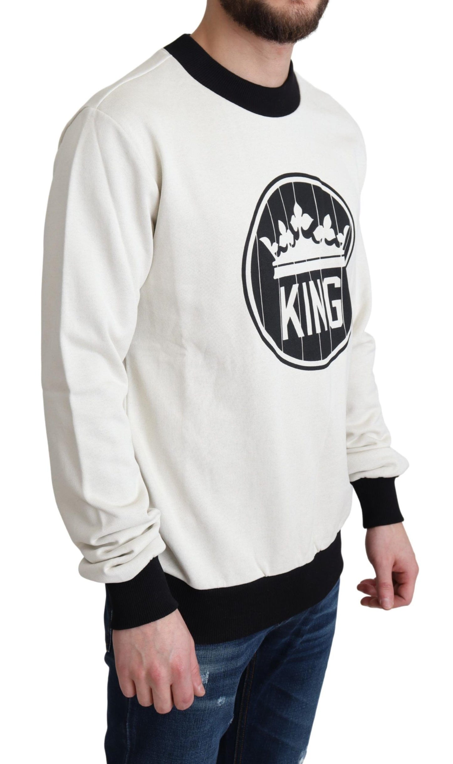 Royal Crown Crewneck Sweater in White