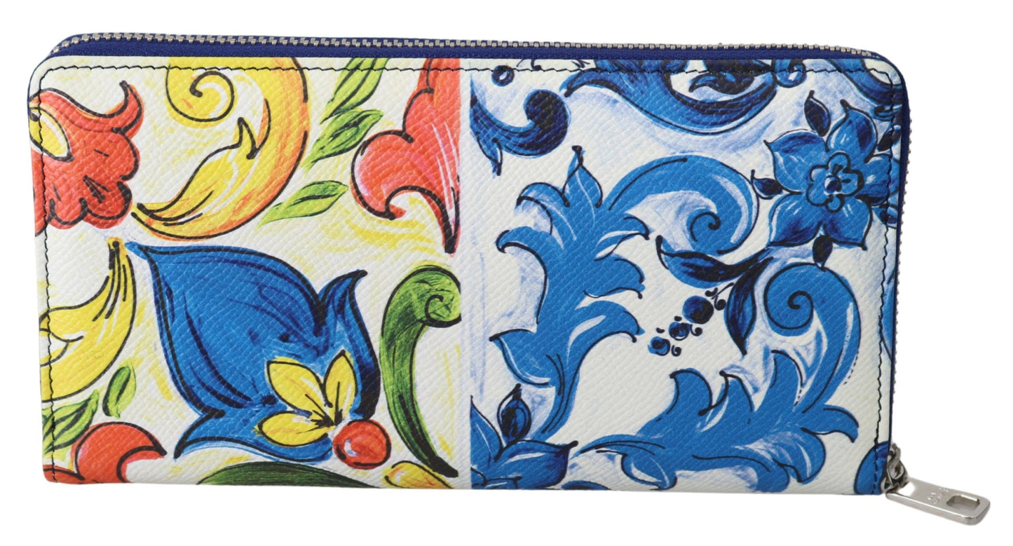 Elegant Majolica Print Leather Continental Wallet