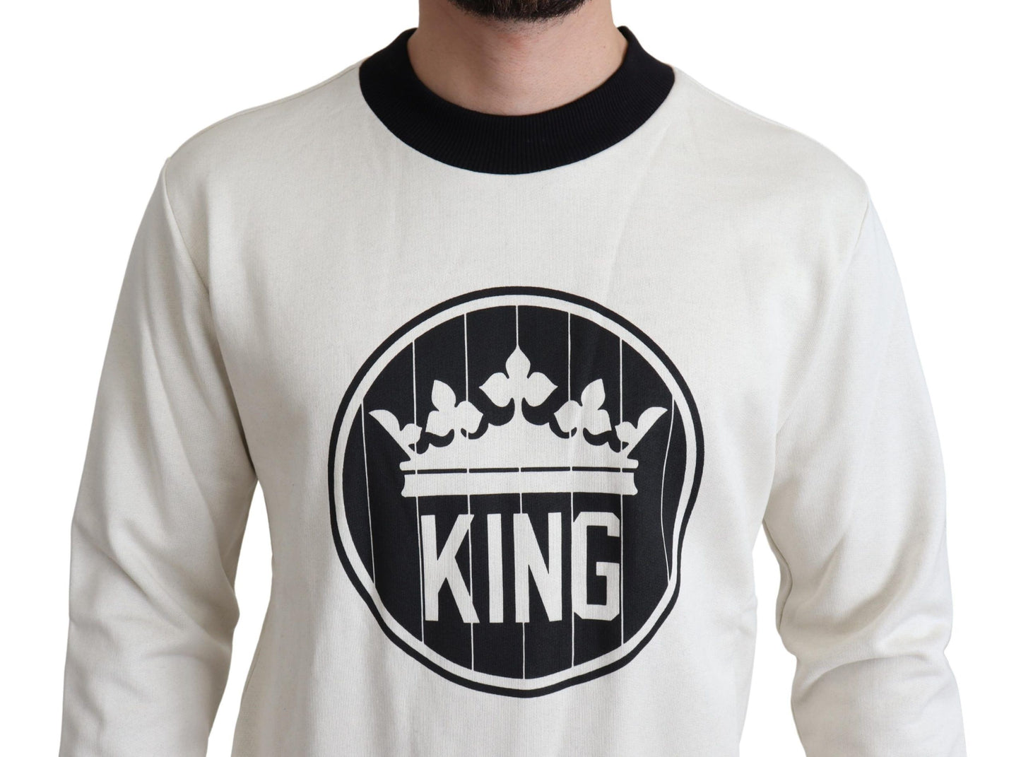 Royal Crown Crewneck Sweater in White