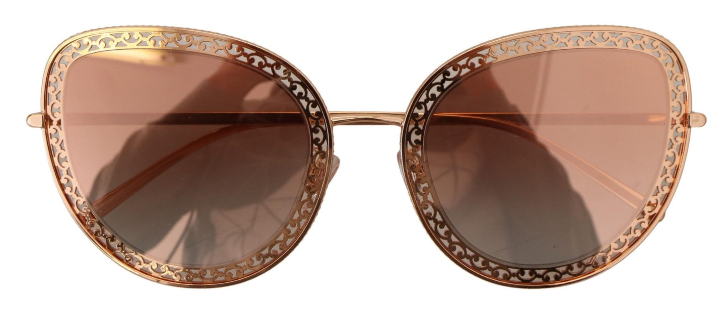 Elegant Lace-Patterned Rose Gold Sunglasses