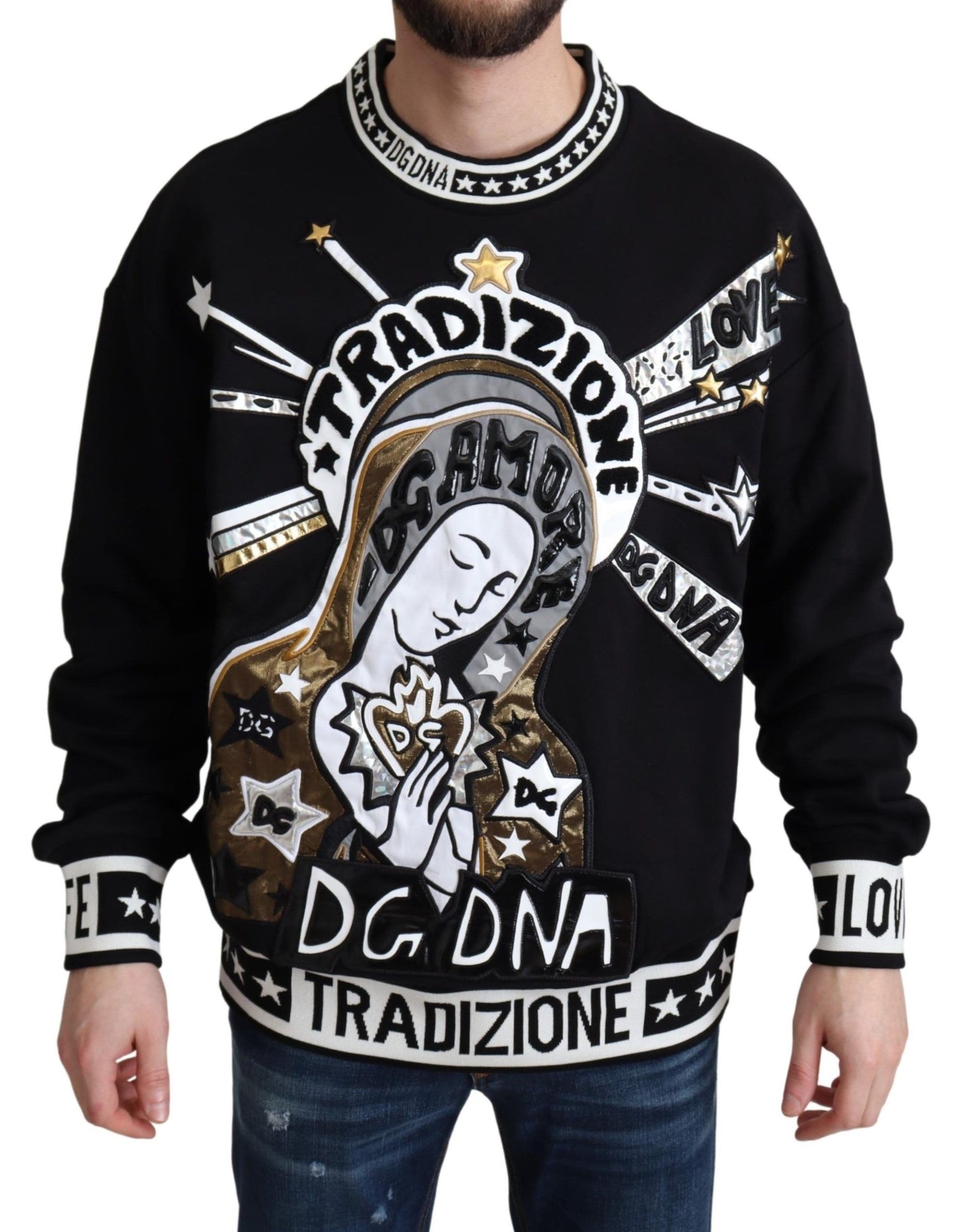 Embroidered Motive Crewneck Sweater