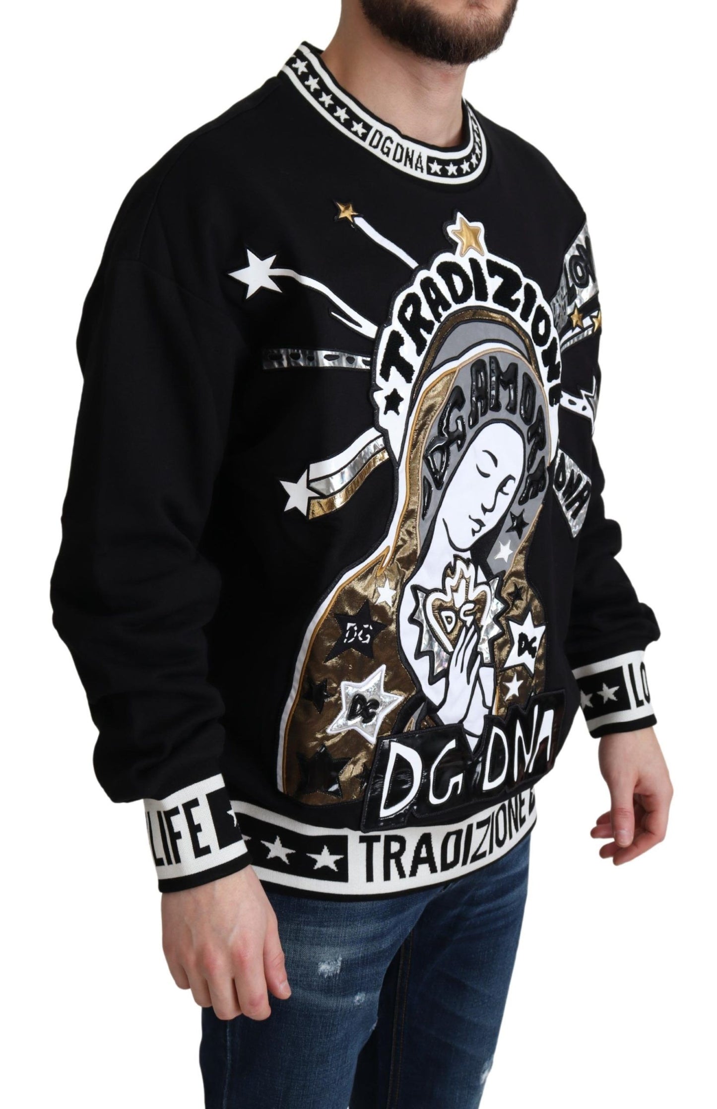 Embroidered Motive Crewneck Sweater