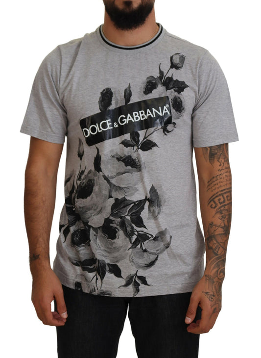 Elegant Floral Crew Neck Cotton Tee