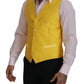 Elegant Yellow Silk-Blend Dress Vest