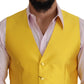 Elegant Yellow Silk-Blend Dress Vest