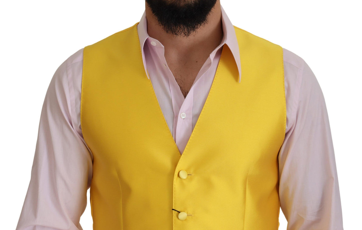 Elegant Yellow Silk-Blend Dress Vest