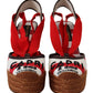 Multicolor Lace-Up Wedge Sandals