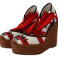 Multicolor Lace-Up Wedge Sandals