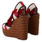 Multicolor Lace-Up Wedge Sandals
