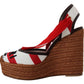 Multicolor Lace-Up Wedge Sandals