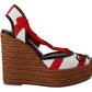 Multicolor Lace-Up Wedge Sandals