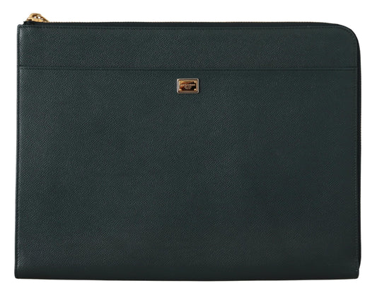 Elegant Green Leather Document Holder