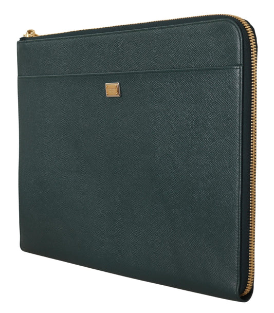 Elegant Green Leather Document Holder