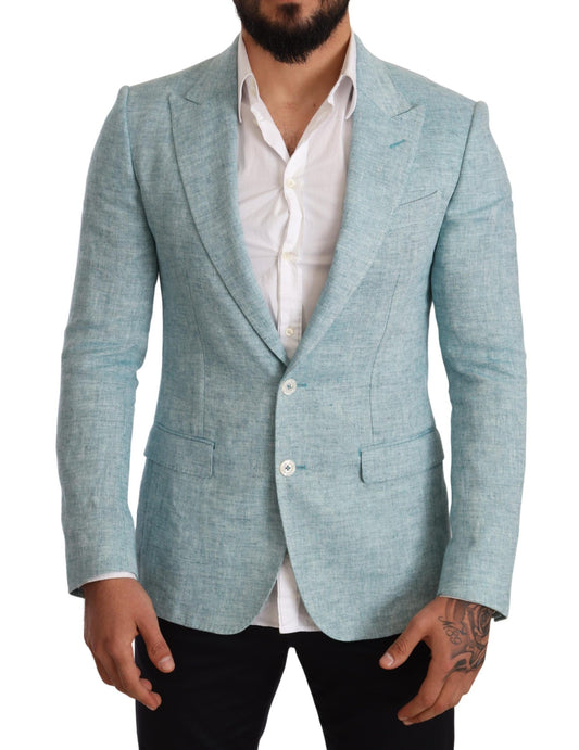 Elegant Light Blue Linen Blazer