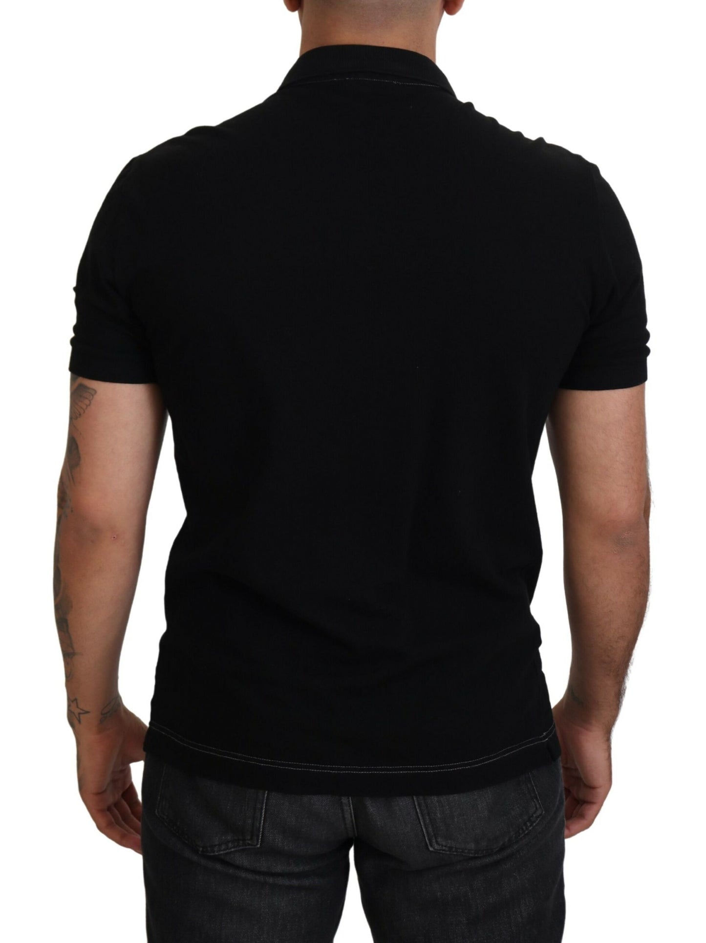 Elegant Crown Embroidered Black Polo