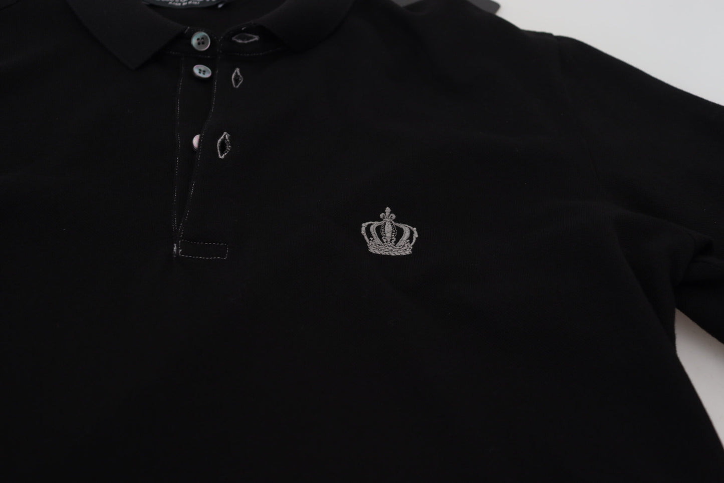 Elegant Crown Embroidered Black Polo