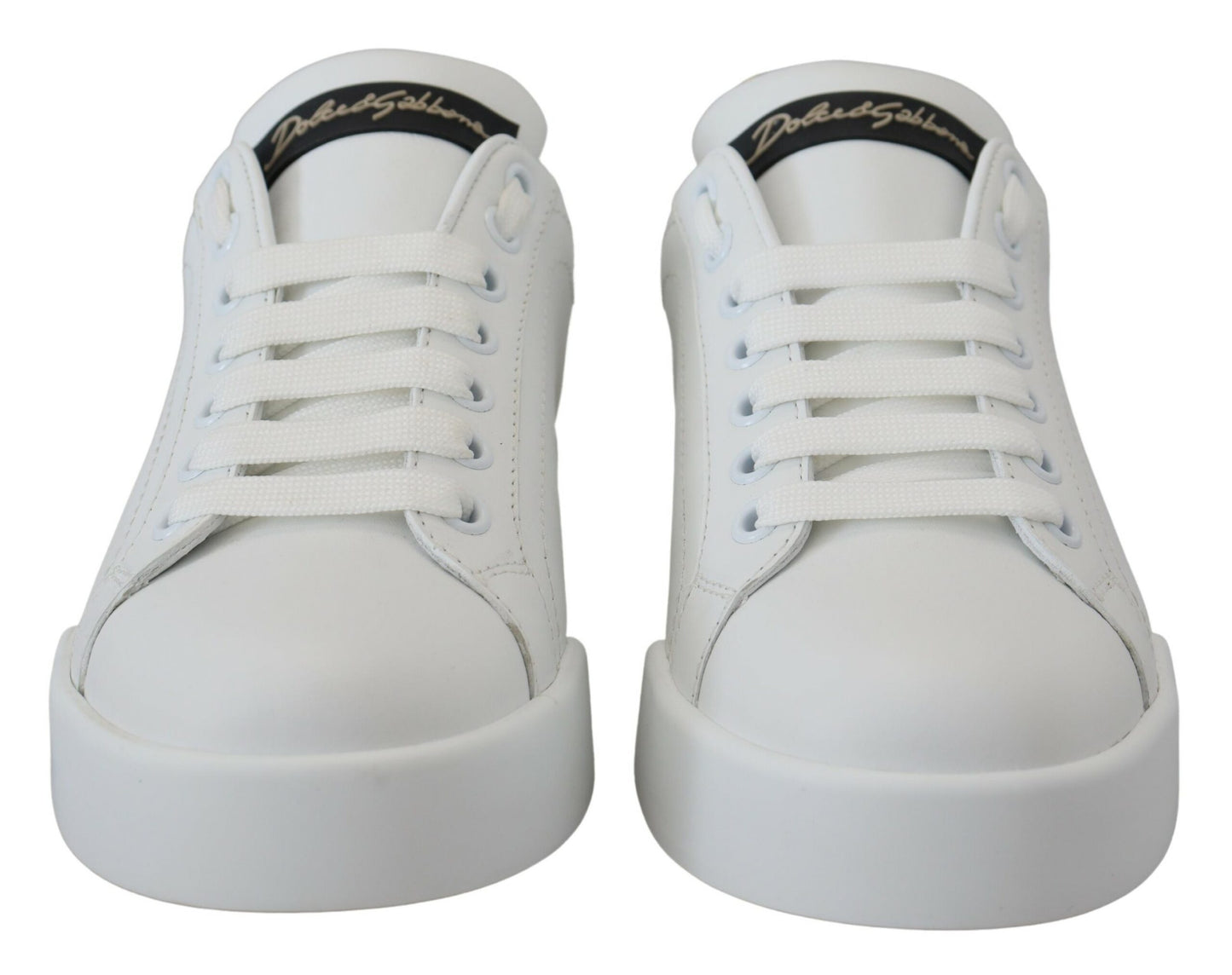 Elevated White Lace-Up Leather Sneakers