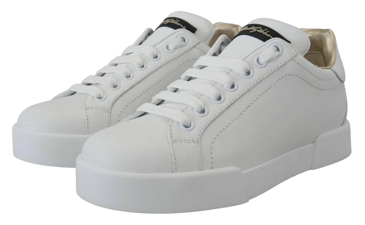 Elevated White Lace-Up Leather Sneakers