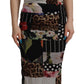 Multicolor Pachwork Midi Floral Silk Leopard Bodycon Dress