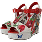 Multicolor Leather Wedge Sandals