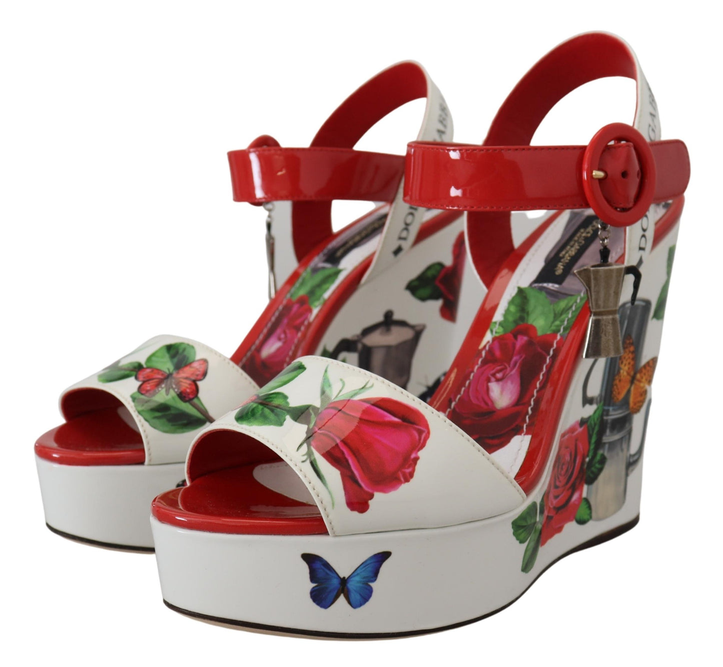 Multicolor Leather Wedge Sandals