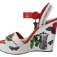 Multicolor Leather Wedge Sandals