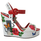 Multicolor Leather Wedge Sandals