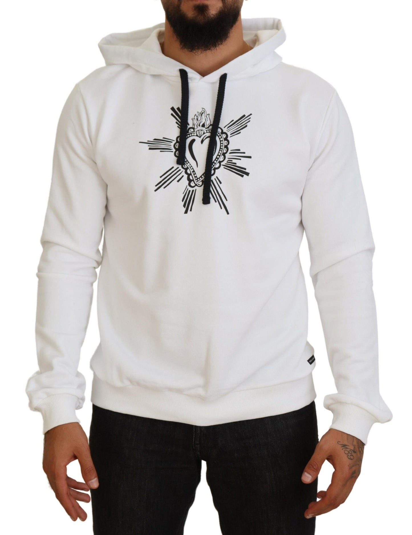 Sacred Heart Hooded White Sweater