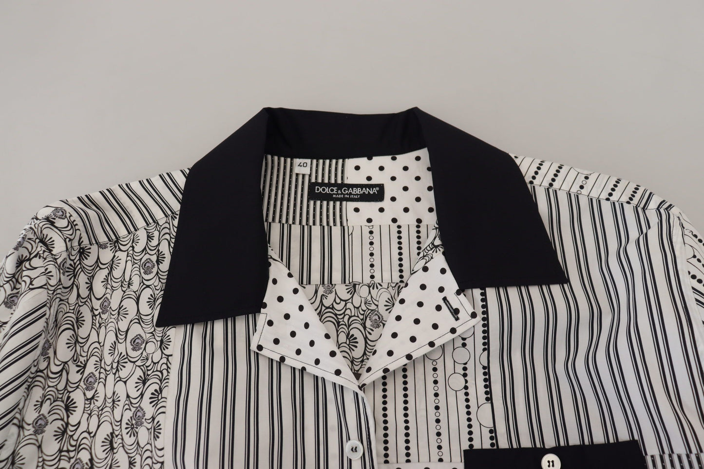 Elegant Black & White Cotton Shirt