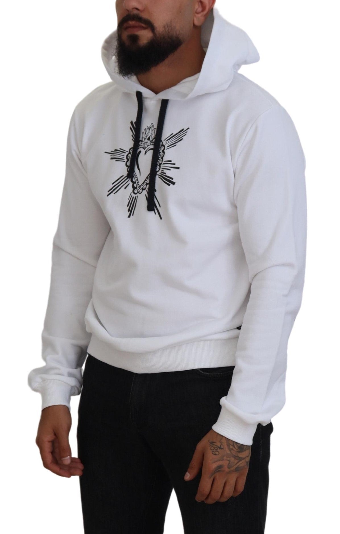 Sacred Heart Hooded White Sweater