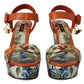 Multicolor Floral Print Wedge Sandals