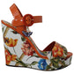 Multicolor Floral Print Wedge Sandals