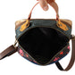 Multicolor Leather Shoulder Bag with Gold Details