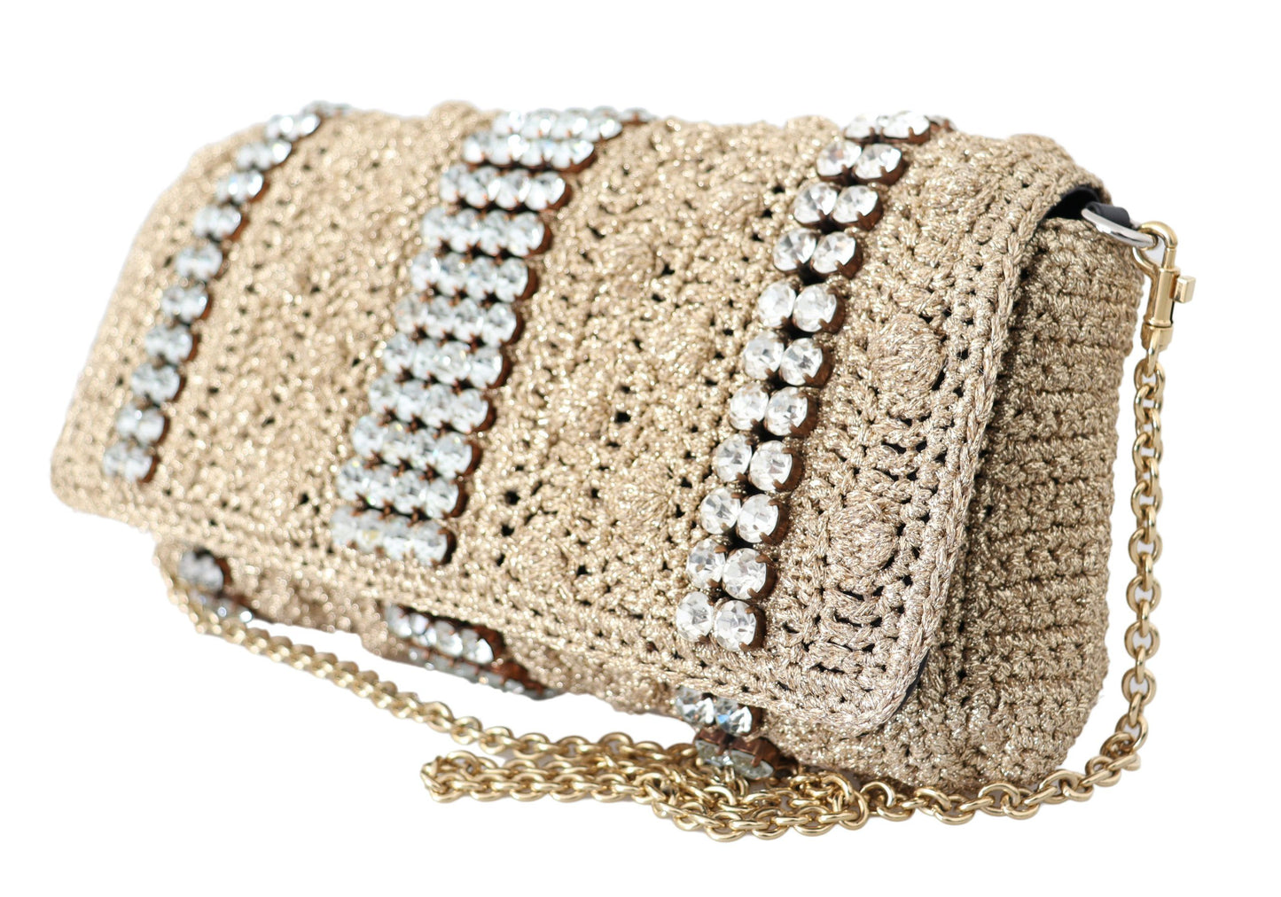 Exquisite Beige Crossbody Bag with Crystals