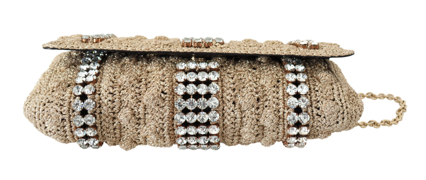 Exquisite Beige Crossbody Bag with Crystals