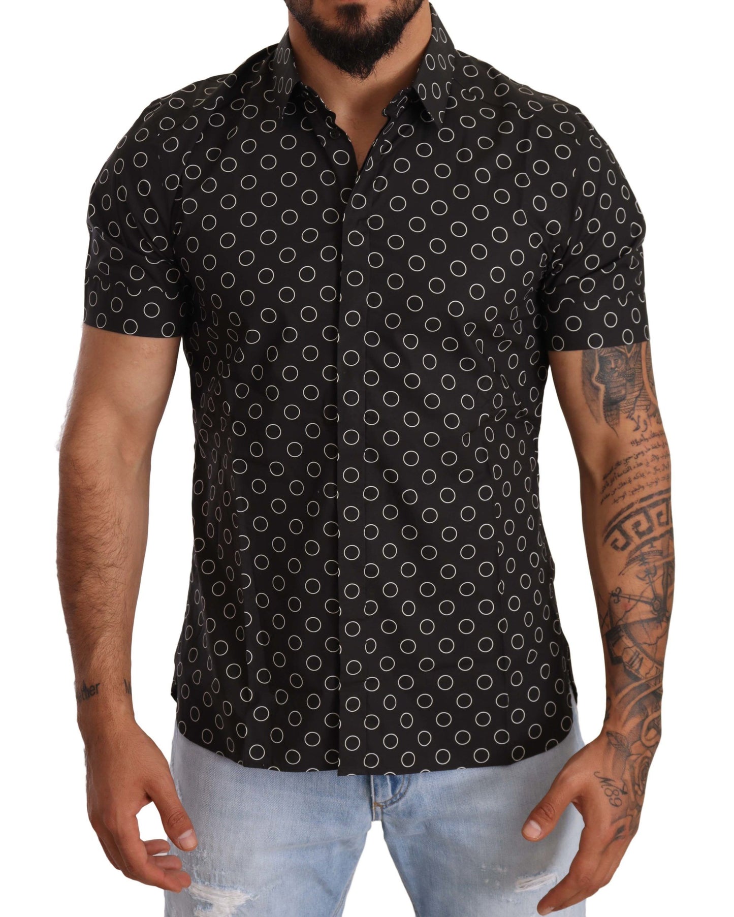 Elegant Short Sleeve Circle Print Shirt