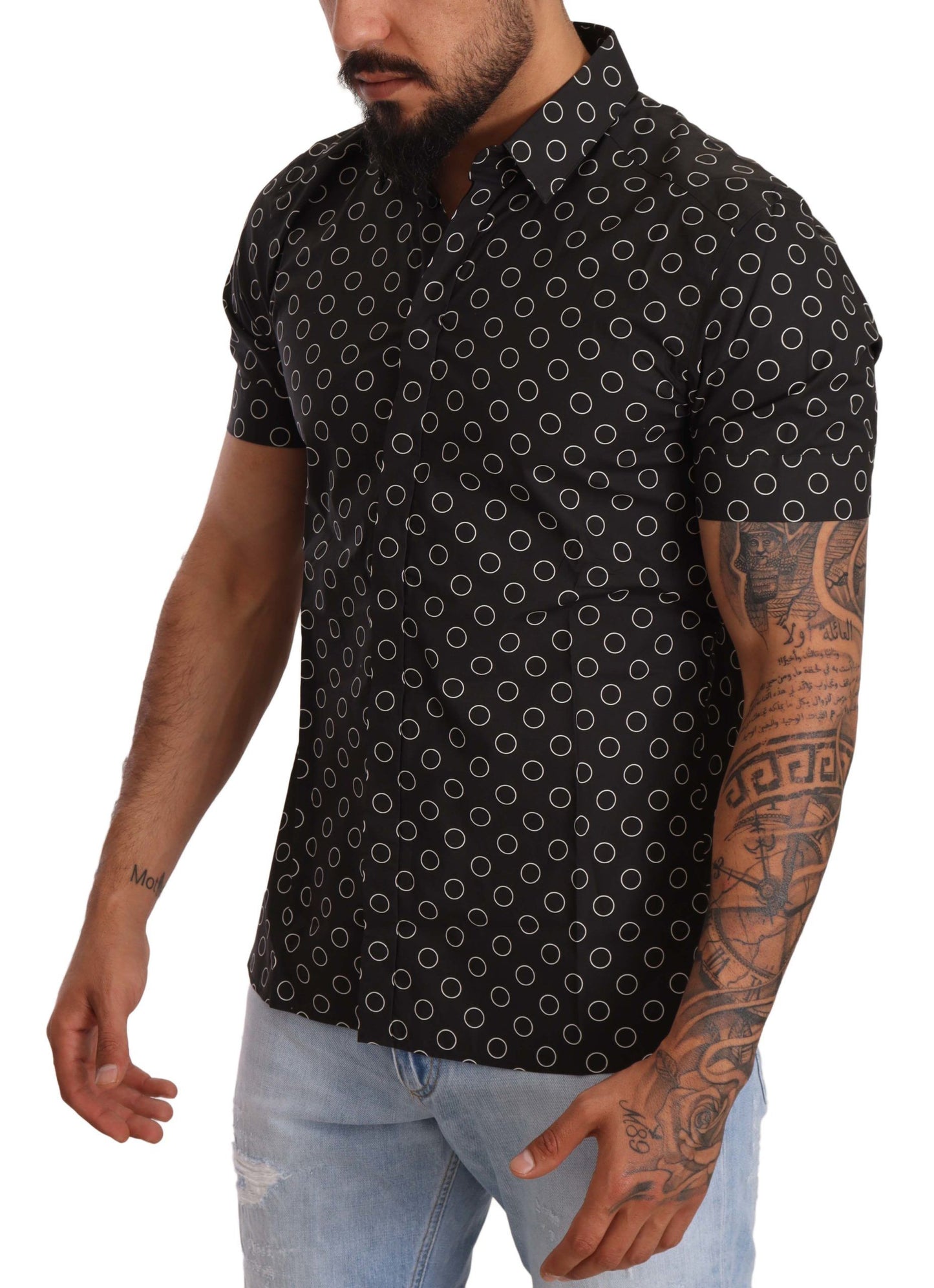 Elegant Short Sleeve Circle Print Shirt