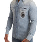 Elegant Denim Long Sleeve Embroidered Shirt