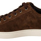 Elegant Leather Casual Sneakers in Brown